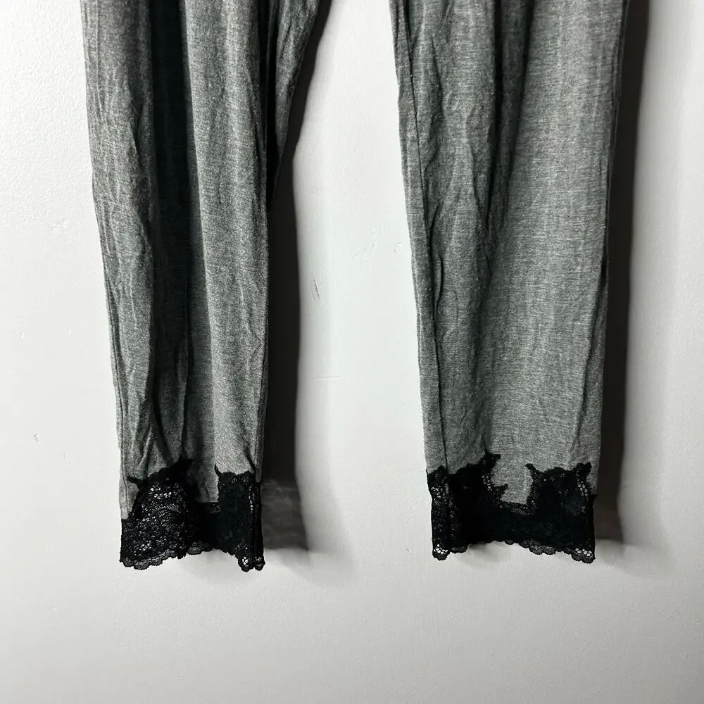 Soma Cool Nights Pajama Nightgown‎ Set Medium Lace Sleepwear Lightweight Gray